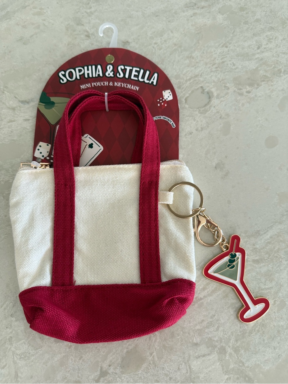 Sophia & Stella Mini Pouch Bag & Martini Keychain Set Perfect Stocking Stuffer